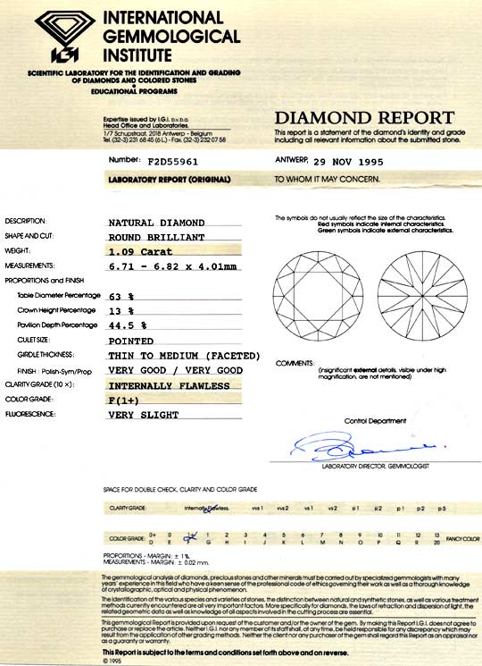 Foto 9 - 1,09ct Diamant IGI Lupenrein Top Wesselton F VG Diamond, D5079