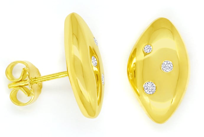 Foto 1 - Diamantohrstecker mit 0,12ct Brillanten in 14K Gelbgold, R9903