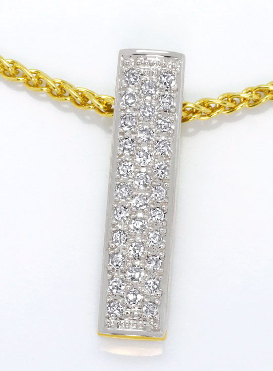 Foto 2 - Collier 32 Diamanten in Stabanhänger Zopfkette 14K Gold, S4689