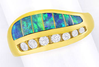 Foto 1 - Extravaganter Goldring Opale und Brillanten, S5823