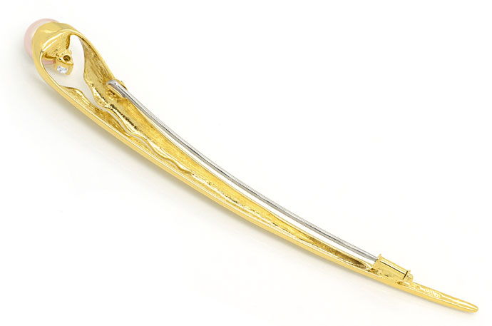 Foto 3 - Geschwungene Diamant Stabbrosche mit Perle 14K Gelbgold, S9643